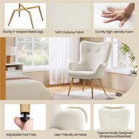 Yaheetech Fauteuil de salon en velours côtelé à dossier haut 68 × 70 × 97,5 cm Beige
