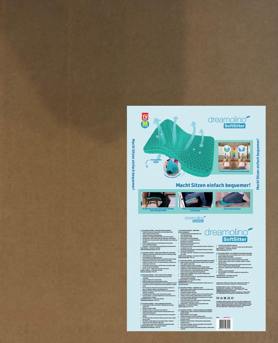 Coussin d'assise Dreamolino Soft Sitter  - 2 pièces -  Coussin en gel confortable au design alvéolé respirant – Répartit la pression et laisse passer l'air – Pour chaise, voiture, chaise de bureau et usage en extérieur – 42 × 37 × 3,5 cm
