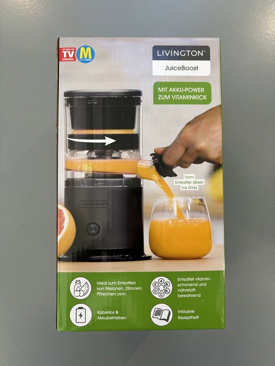 Livington JuiceBoost - centrifugeuse portable à piles - récipient de 250 ml - sans fil - petite centrifugeuse - centrifugeuse à emporter - centrifugeuse à rotation lente pour fruits et légumes - jus de fruits