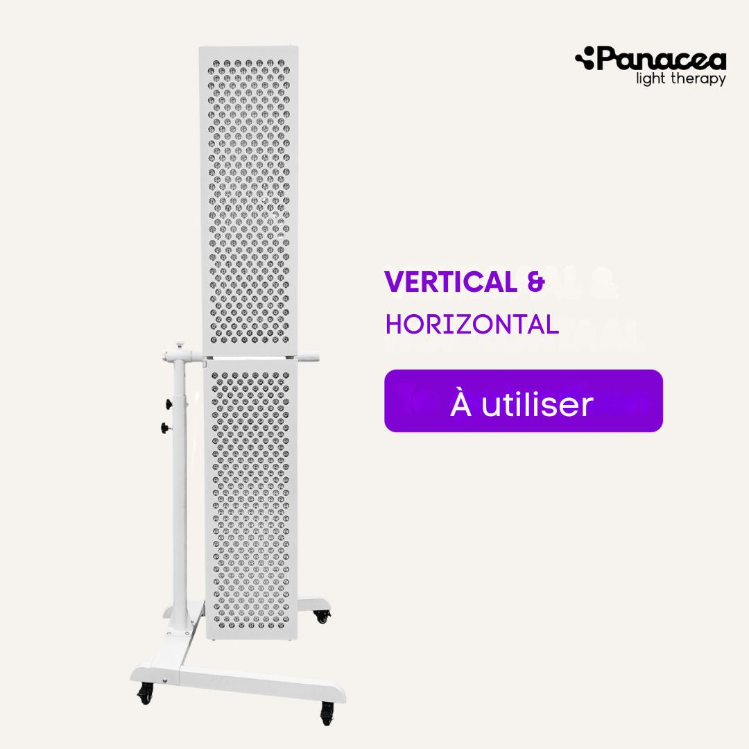 Support mobile et réglable pour les panneaux de luminothérapie - Panacea - Hauteur réglable jusqu'à 160 cm - Max. 20 kg - Métal - Blanc