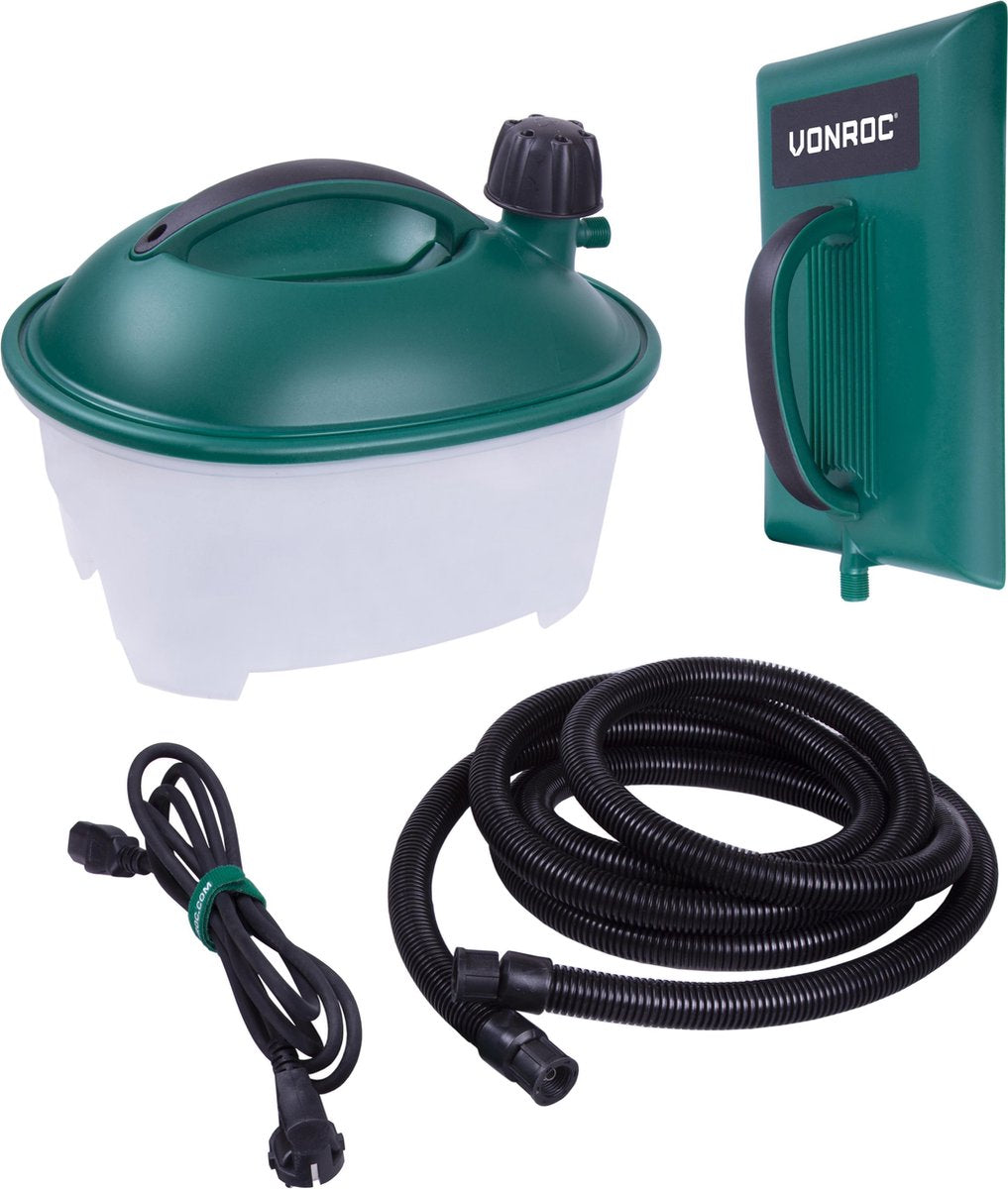 VONROC Défroisseur à papier peint - 2000W - 4.5Litre & 3.5m de tuyau - Vert/Noir