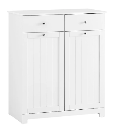 Armoire à linge SoBuy avec 2 sacs à linge et 2 tiroirs - 78 x 38,5 x 90,5 cm - Blanc