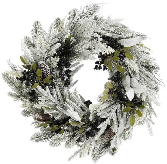 Mica Decorations : couronne de Noël « Vesper » avec des pommes de pin - H 13 x Ø 50 cm - Noir