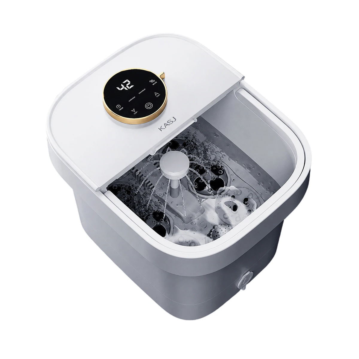 Bain de pieds électrique avec massage KASJ T6 – 4 rouleaux rotatifs, acupression des talons, chauffage de 35 à 48 °C, minuterie et vidange rapide
