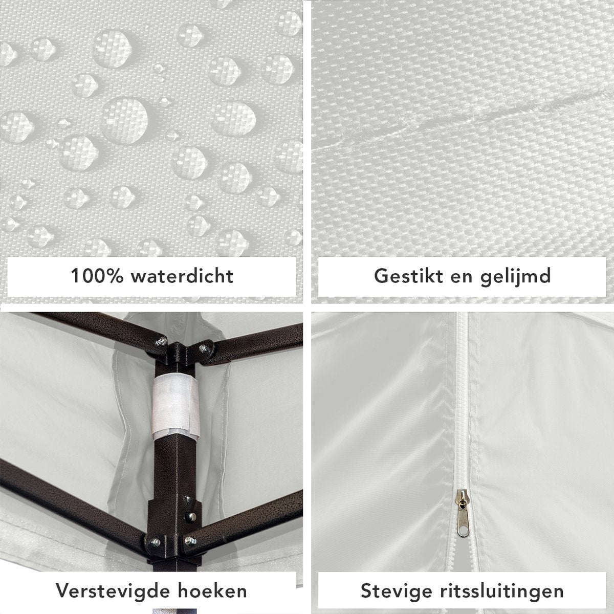 LifeGoods Tente de réception - Pavillon - 3x3 m - parois latérales - facile à monter - pliable - étanche - sac de transport à roulettes - blanc