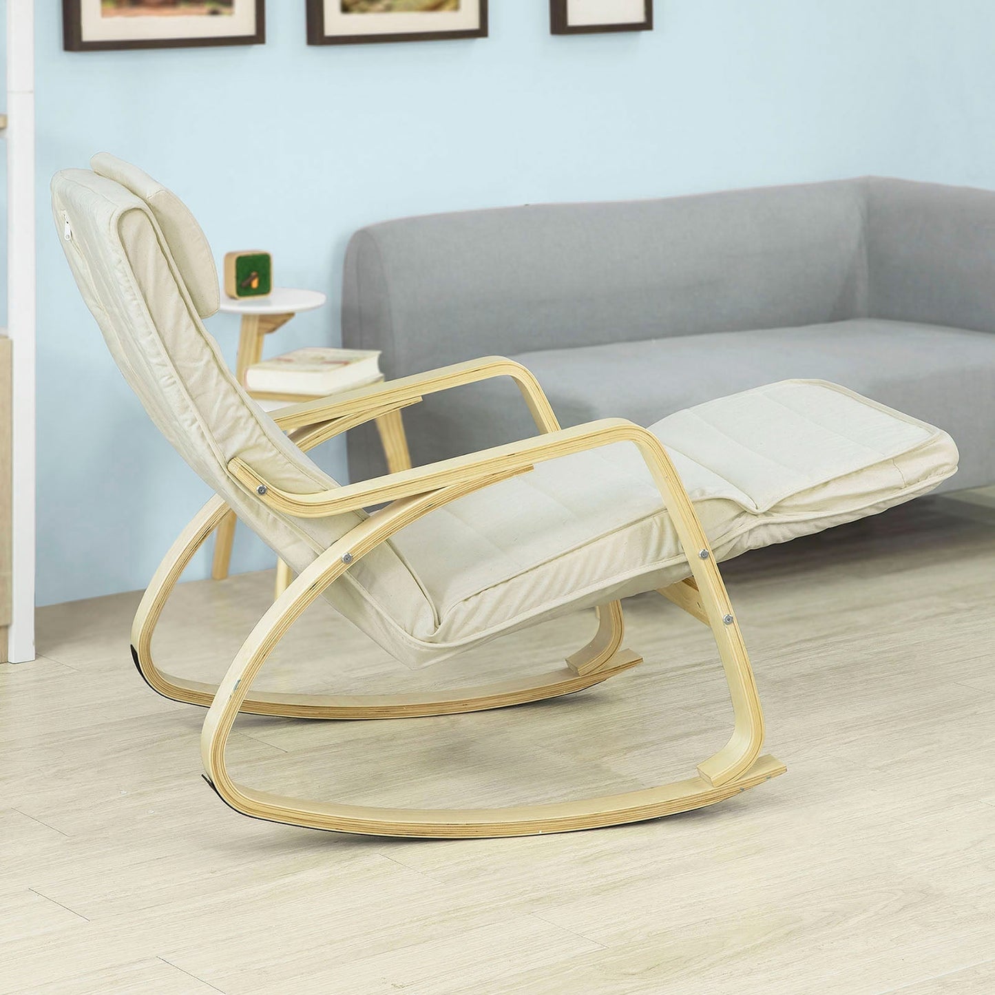 SoBuy Fauteuil à bascule avec repose-pieds réglable - Max. 120 kg - Blanc