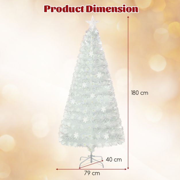 Sapin de Noël artificiel Coast 180 cm, sapin enneigé avec éclairage LED à fibre optique, 8 modes CM25341DE
