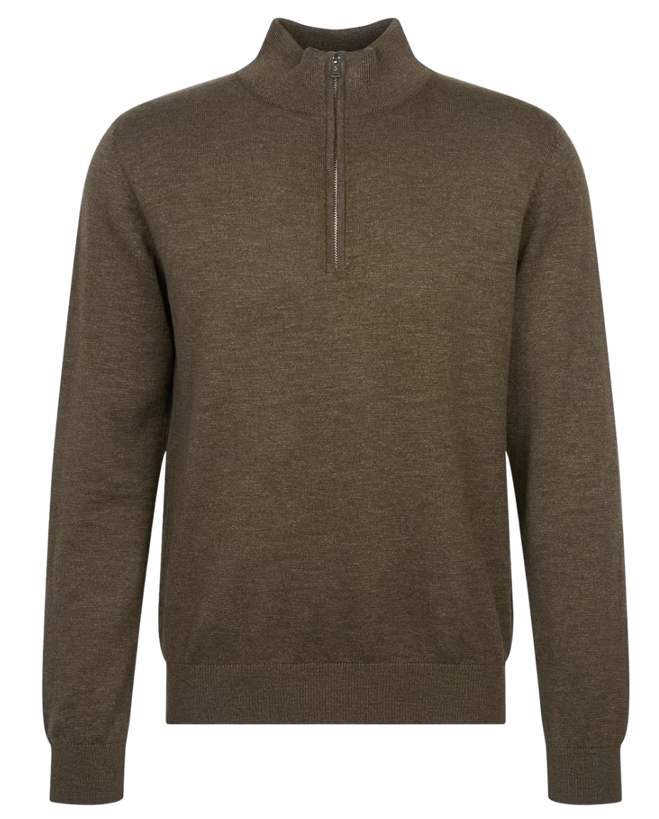 Seidensticker Quarter Zip String Pullover Hommes - Olive - 3XL