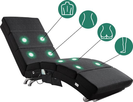 Fauteuil de détente Casaria - Fonctions massage et chauffage - Tissu - Anthracite