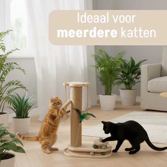 By Cee Cee Scratching Post - griffoir pour chat - griffoir pour chat - jouet en bois pour chat - idéal pour plusieurs chats - 40x19x45.5cm - Luna