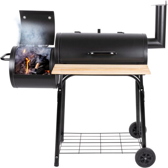 alpina Smoker Barbecue - BBQ Smoker - avec fumoir séparé - cheminée réglable - 104 x 58 x 114 cm - noir