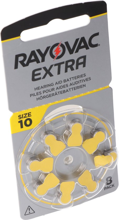 Piles auditives Rayovac - 105 mAh - 1,45 V - 7,7x5,2mm - 8 pièces
