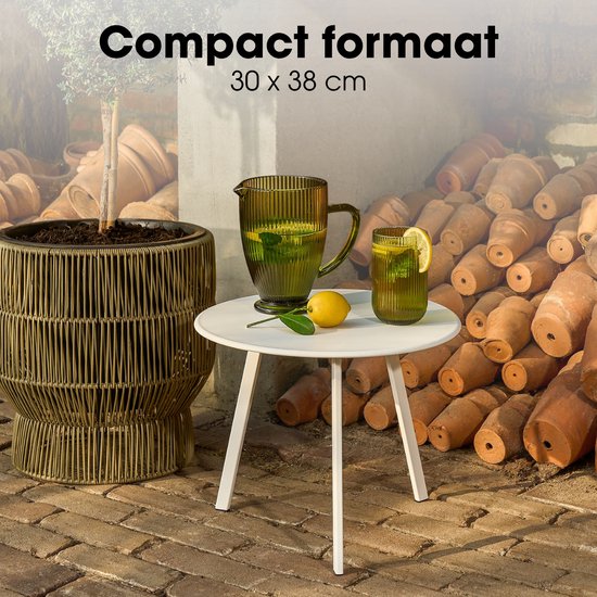Table d'appoint d'extérieur Mica Decorations Seattle - Table basse ronde - Table pour plantes et table basse - H 30 x Ø 38 cm - Métal - Blanc