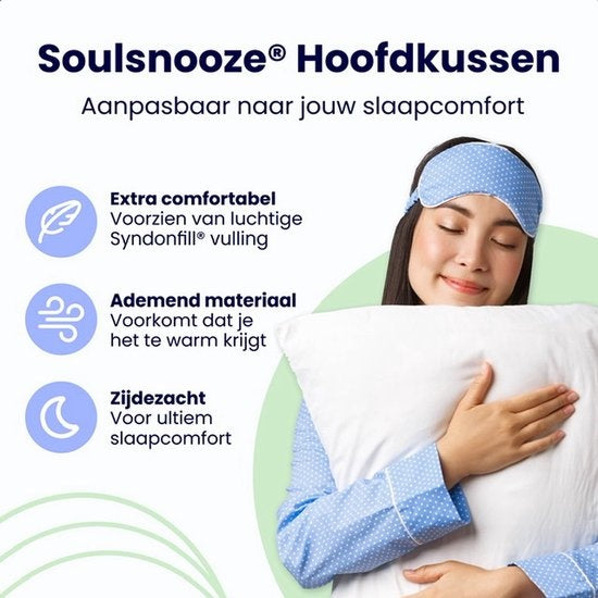 Soulsnooze - Oreiller de luxe de qualité hôtelière - Lot de 2 - Blanc - Moyen - 60x70 cm - Design ajustable - Oreillers de chambre à coucher - Antiallergique - Lavable