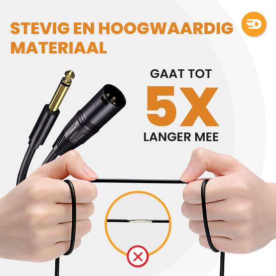 Drivv. Premium XLR Cable - XLR mâle vers jack 6,35 mm mâle - Jack stéréo - 2 mètres