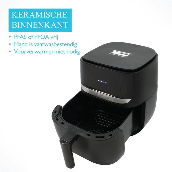 Wartmann WM 2203AF, Ceramic Airfryer / friteuse à air chaud, 5,7 litres, fonction balance, sans PFAS, noir