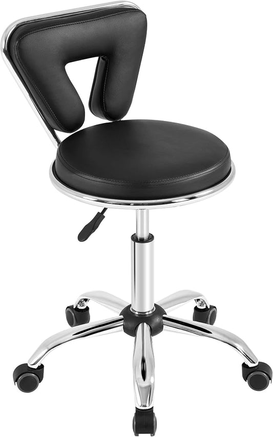 Tabouret pivotant à hauteur réglable Yaheetech - Dossier bas - Cuir synthétique - Pour le bureau ou la maison