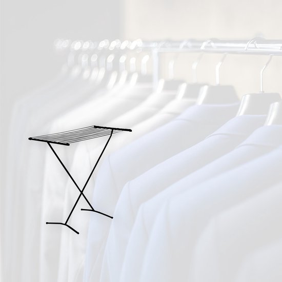 BRASQ Séchoir vertical noir - 8 mètres - Sèche-linge - Étagère à linge pliable - Étagère à linge verticale - Étagères de séchage - 90x53x83 cm