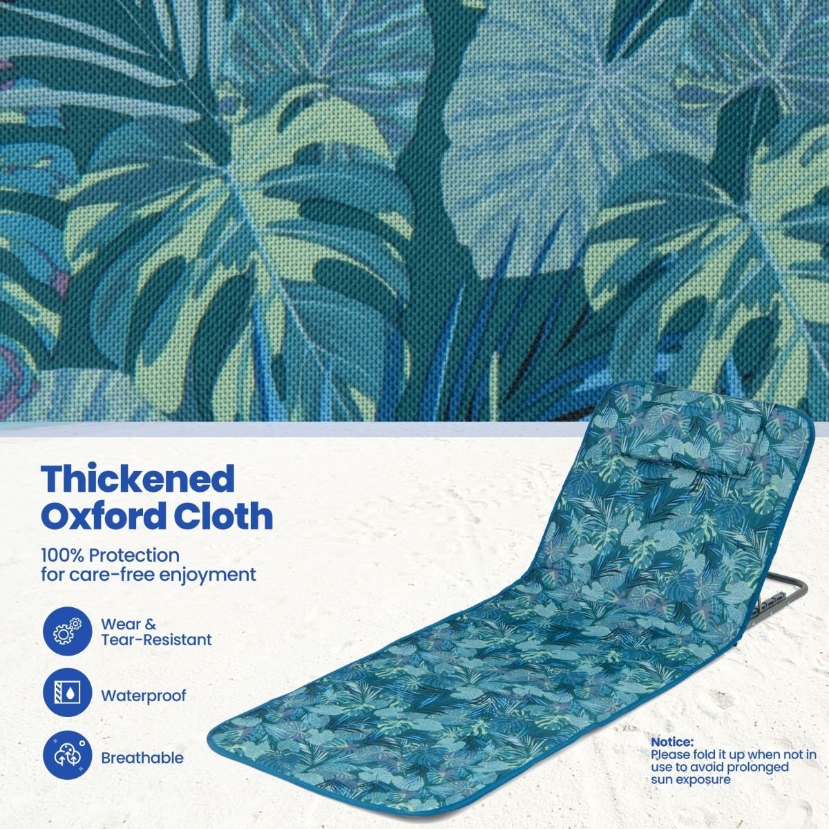 Tapis de plage et table d'appoint Coast - Lot de 3 - Bleu turquoise - Pliable