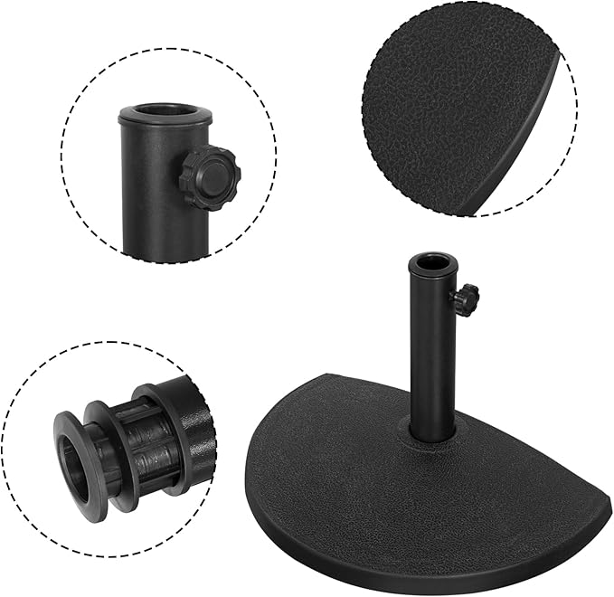 Pied de parasol Angel Living - Demi-rond - 9 kg - Ø 50 cm - Noir - Polyrésine/Acier