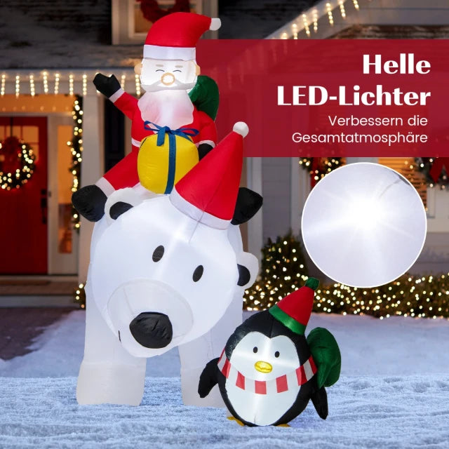 Costway Décoration de Noël gonflable - LED et accessoires inclus - 230 x 70 x 210 cm - Multicolore