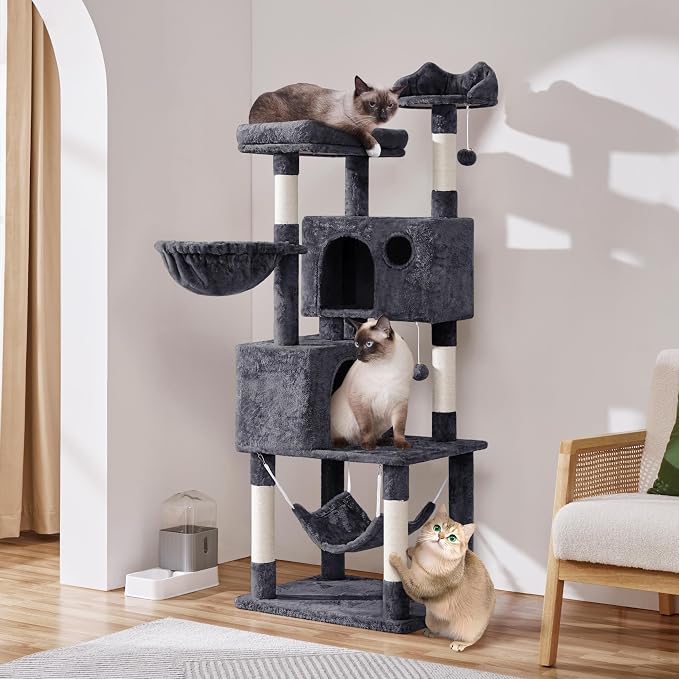 Arbre à chat Yaheetech - Sisal - 175 cm - Gris foncé