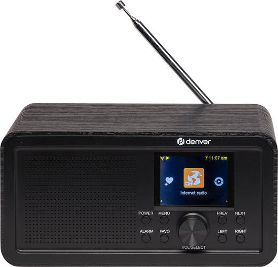 Denver DAB Internet radio - DAB - FM - Radio Internet - Radio d'urgence - Bluetooth - Fonction d'alarme - DIR200
