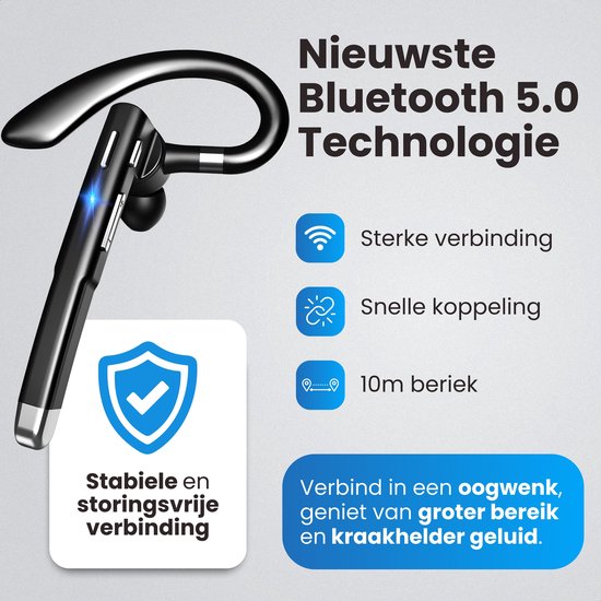 Otiume Wireless Headset - Noise Canceling - Including Charging Case - Bluetooth 5.0 - 100 hours - Waterproof - Bluetooth Headset - Hands-free Calling Auto Bluetooth - Work Earbuds - Earphones - Wireless Headset with Microphone - Office Earphones