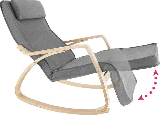 tectake - Fauteuil à bascule Onda fauteuil - repose-pieds réglable - gris clair - 403529