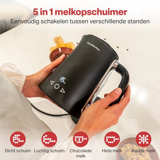 AoraKitchen Milk Frother Electric - 5-in-1 - Milk Frother - 500ML - Touch - Milk Frothers