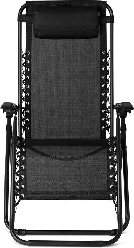 909 Outdoor - Chaise longue - avec coussin de tête - dossier et repose-pieds réglables - acier - 92 x 65 x 114 cm - pliable - poids maximal : 120 kg