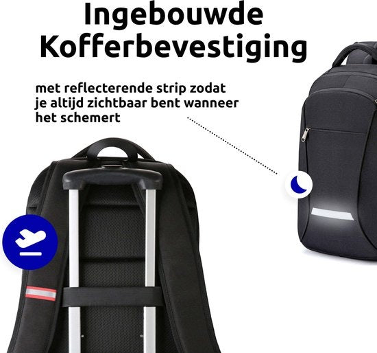 Wadu Anti-theft Waterproof Backpack Includes Usb Charging Station 14 T/m 15.6 Inch Black