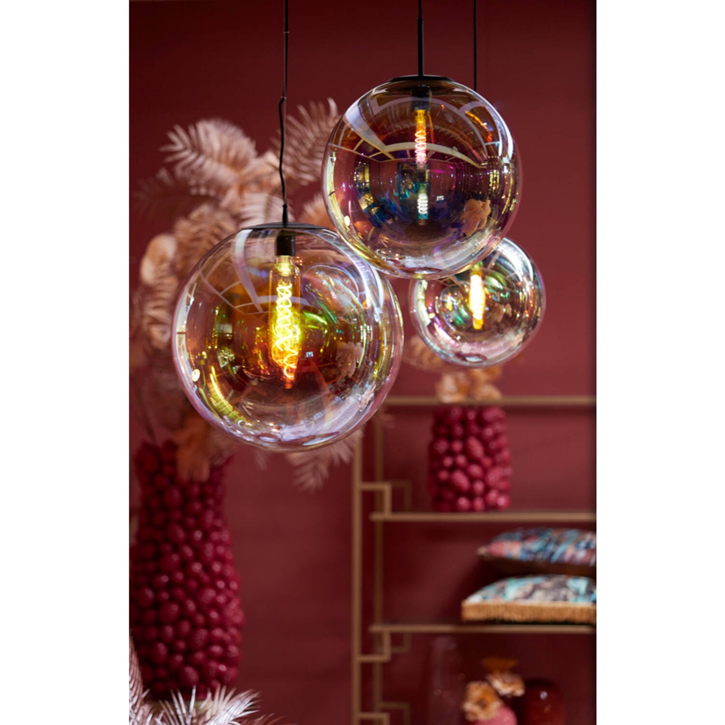 Suspension Medina - Verre - Ø 40 cm - Arc-en-ciel/Noir