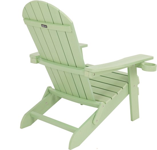 Chaise AXI Claire Adirondack vert pastel – Chaise de jardin en plastique avec accoudoirs – Pliable – Dossier haut – Chaise de jardin – 84,5 x 77 x 95,5 cm – Durable et résistante aux intempéries