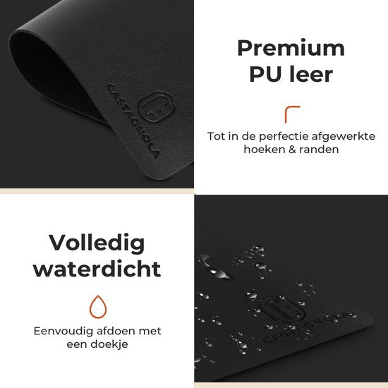 Sets de table Castagnola aspect cuir - Sets de table antidérapants en cuir artificiel - Sous-verre hydrofuge - Sous-verre - Sets de table en plastique - 6 pièces - 45 x 30 cm - Noir