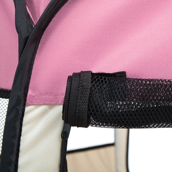 Tectake Parc à chiots pliable - Rose - 125 x 125 x 64 cm - Sac de transport inclus