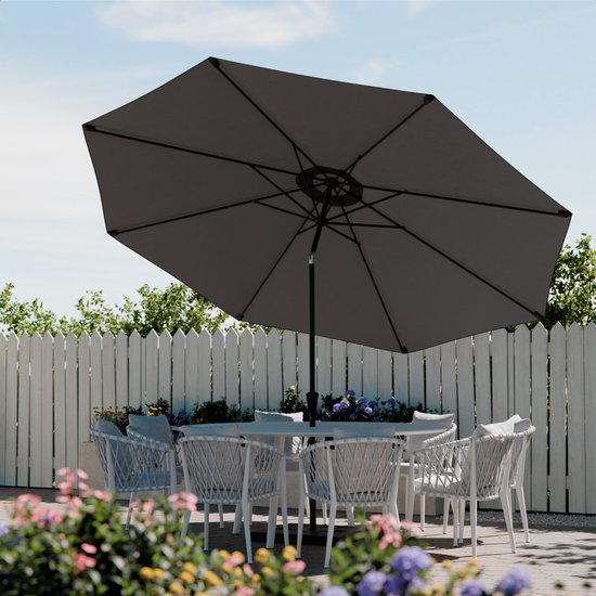 LifeGoods Parasol - Jardin - Ø350 cm - 30° inclinable - Imperméable - UPF50+ - Gris foncé