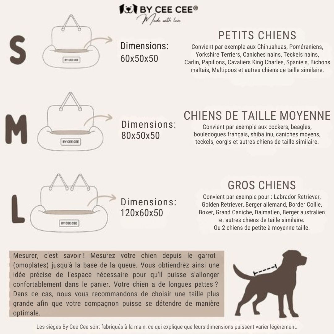 Siège auto pour chien By Cee Cee  - Panier pour chien haut de gamme - Avec sangle de sécurité - Siège pour chien - Siège auto - Toutes saisons - Taille M - Chiens de petite et moyenne taille - Gris