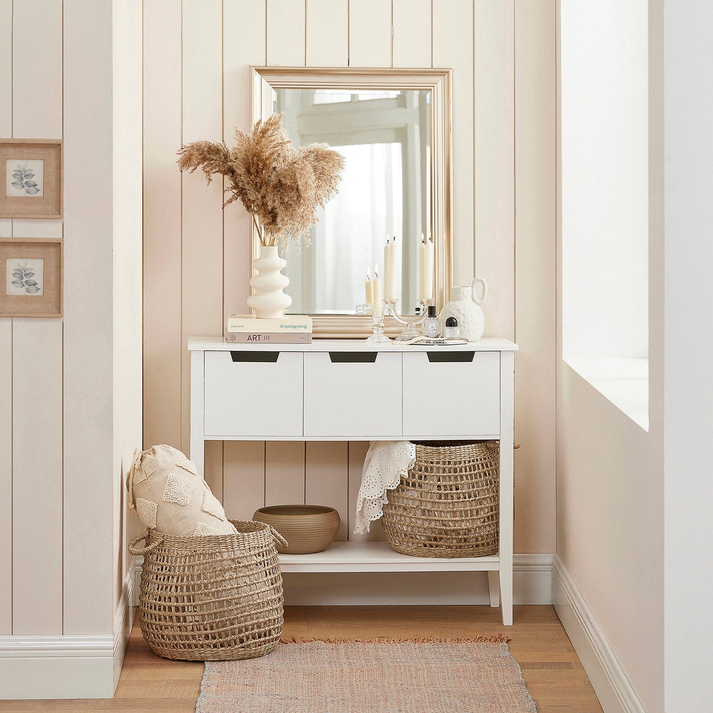 SoBuy Cabinet FSB51-W - 3 tiroirs 1 compartiment ouvert - 93 x 33 x 79 cm - Blanc