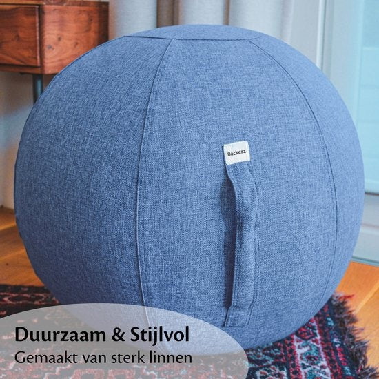 Balle d'assise - Backerz® - Siège ballon - Housse en lin  - 65 cm - Chaise de bureau Ergonomique