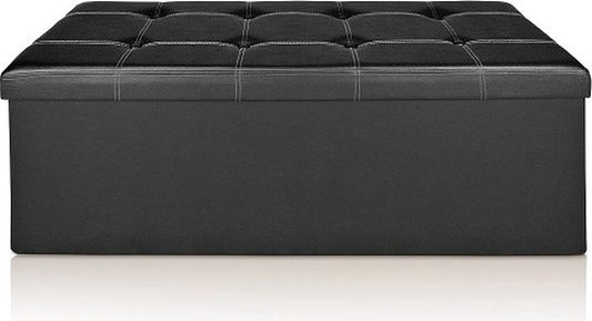 Banc de rangement Casaria - 115x40x40cm 131L Faux cuir - Noir