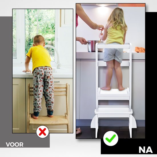 Oemmie Learning Tower - Tour d'apprentissage - Tour d'apprentissage Montessori - Tour d'apprentissage Kitchen Aid - Tour d'apprentissage - Step up - Marchepied pour enfants - Blanc