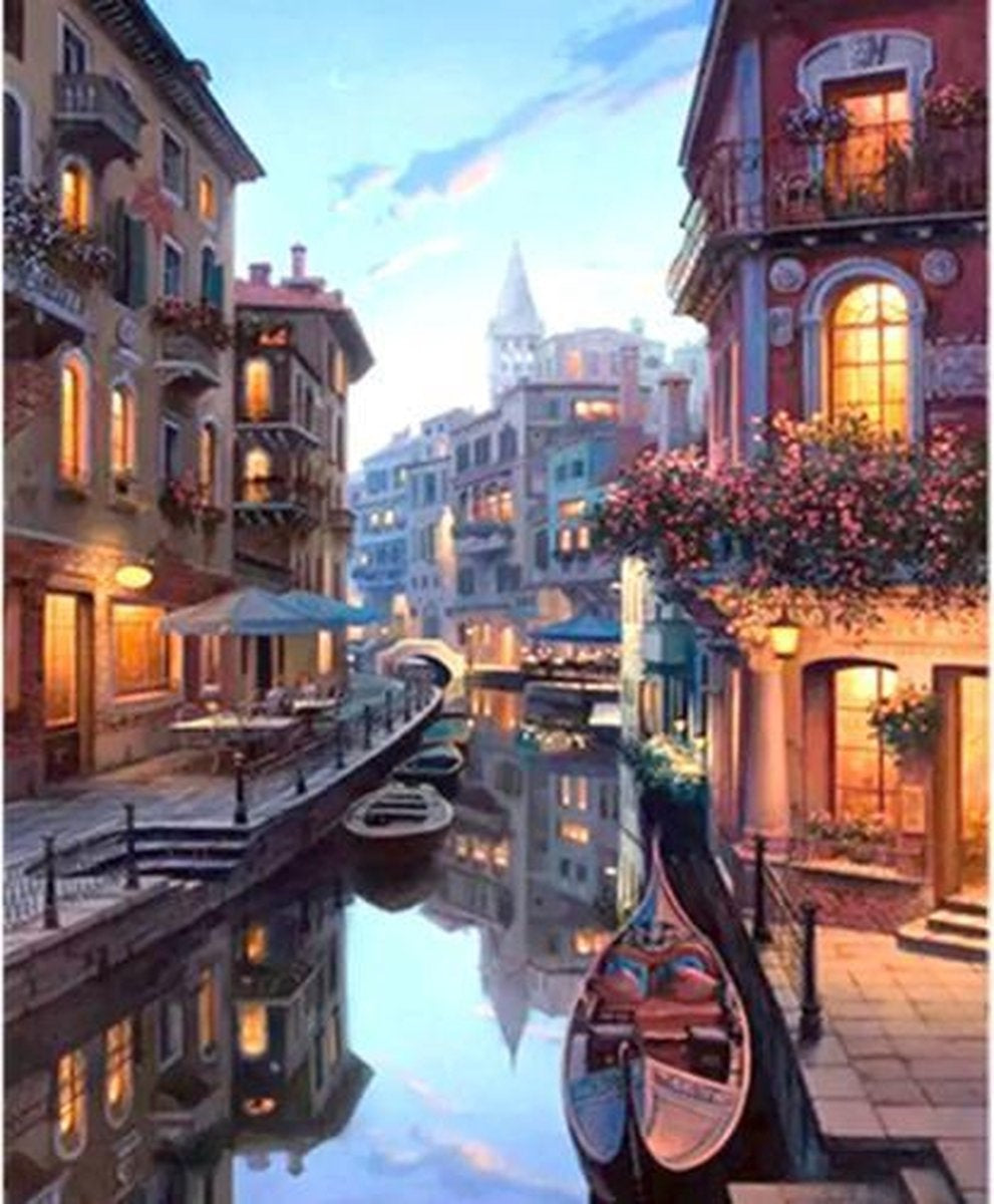 Peinture sur chiffres adultes - Venise - Italie - Gondole - Peinture sur chiffres - 40x50cm