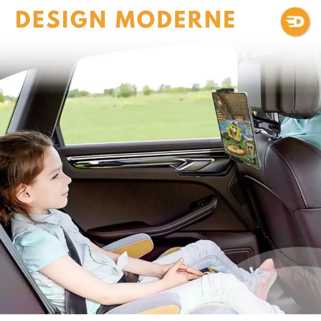 Porte-tablette de luxe pour voiture - Appui-tête - Rotation à 360 degrés - Convient pour tablette, téléphone et autres - noir