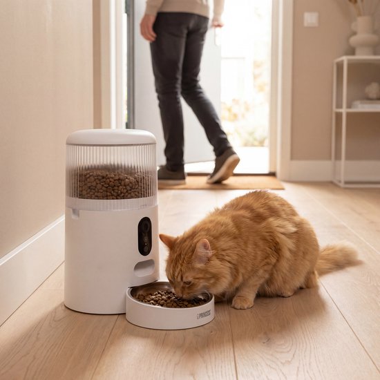 Mangeoire automatique Princess - Smart 4 litres - Chat et chien - Commande via application - Croquettes - Bol en acier inoxydable – Sans BPA – Batterie de secours - Distributeur automatique de nourriture - Distributeur de croquettes - 610040