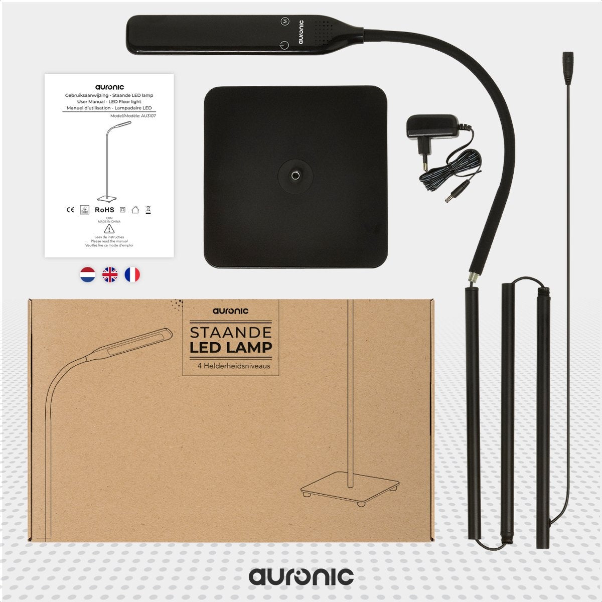 Auronic Floor Lamp - Lampadaire LED - Adapté au salon - Dimmable - Noir