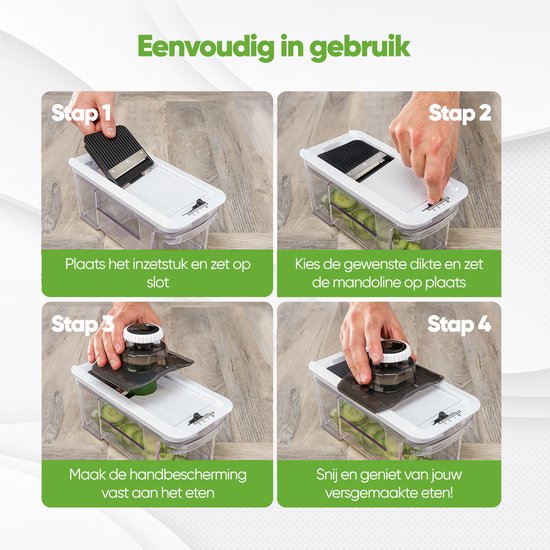 Stosh Mandoline - Coupe-légumes - Coupe-oignons - Coupe-spirale - Râpe - Plastique - 11 pièces - Sans BPA