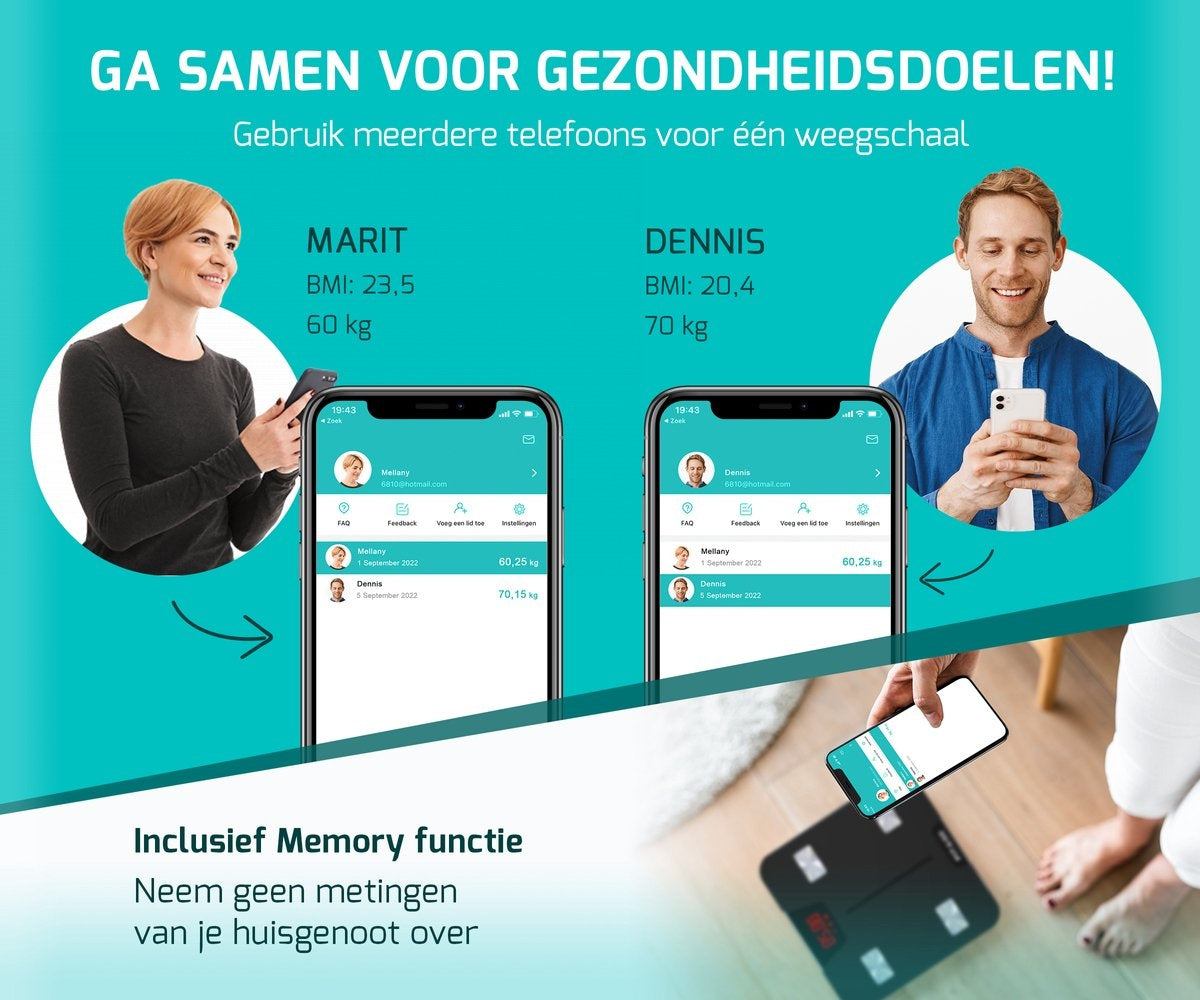 FITAGE Pèse-personne LCD Digital - Pèse-personne intelligent avec analyse corporelle 17x - Pèse-personnes - FITAGE App