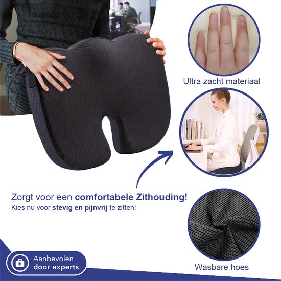 Coussin d'assise étanche - Coussin d'assise orthopédique avec bande - Coussin rebondissant pour siège douloureux - Coussin coussin ergonomique - Siège d'appoint voiture - Siège d'appoint - 45cm