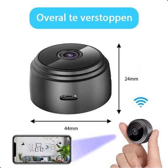 Mini caméra espion cachée Tech Essentials - 1080p - Avec application Wi-Fi - Micro caméra de sécurité secrète - Intérieur - Espionnage - Caméra de surveillance pour nounou - Appareil d'écoute - Noir